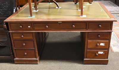 Lot 1336 - A Victorian Mahogany Leather Inset Partners...