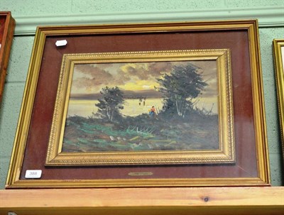 Lot 388 - Aldo Pironti gilt framed oil landscape with figures