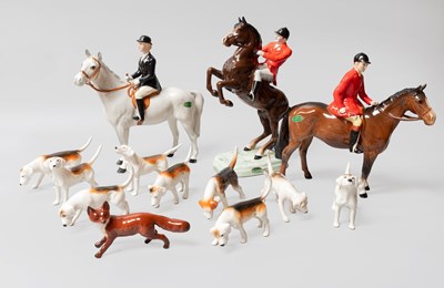 Lot 1124 - Beswick Hunting Group Comprising: Huntswoman,...