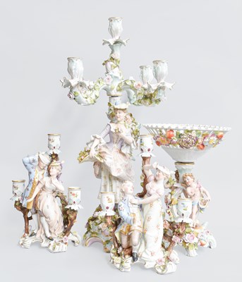 Lot 56 - A Sitzendorf Porcelain Figural Five-Light...