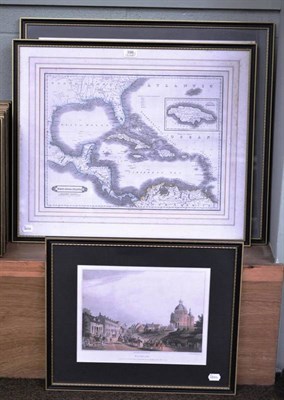 Lot 396 - Two maps of the West India islands and a print of Waterloo