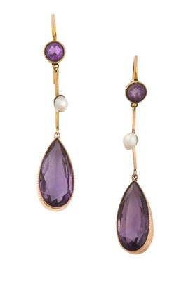 Lot 2450 - A Pair of Early 20th Century Amethyst and Seed...