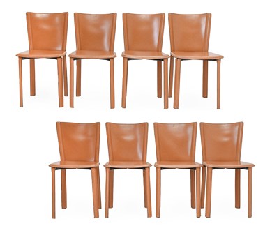 Lot 644 - A Set of Eight Italian Tan Leather Dining...