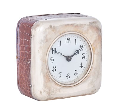 Lot 93 - An Edward VII Silver and Faux Crocodile Cased Timepiece