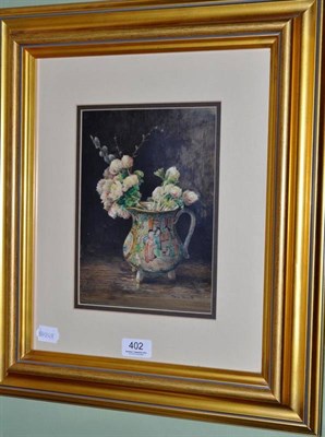 Lot 402 - Mary Perrott - 'Pink Anemones' watercolour