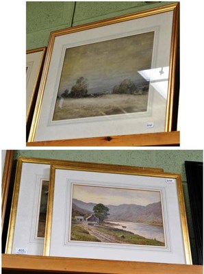 Lot 405 - Watercolour by George Skyes and two gilt framed watercolour landscapes (3)