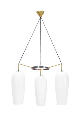 Lot 607 - A Pair of Brass and Copper Ceiling Lights,...