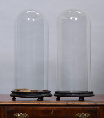 Lot 133 - Glass Domes: A Near Pair of Period Glass Domes,...