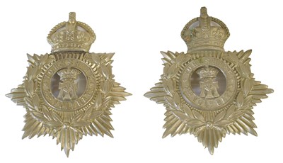 Lot 65 - Two Post-1902 Home Service Helmet Plates to...