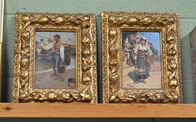 Lot 410 - Italian School (early 20th century) a fisherman and a lady collecting water, each indistinctly...