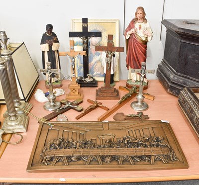Lot 193 - Three Painted Plaster Devotional Statues,...