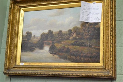 Lot 417 - W Richards, oil on canvas, 'On the River Bend', framed