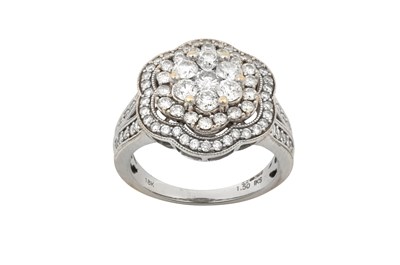 Lot 2350 - An 18 Carat White Gold Diamond Cluster Ring...