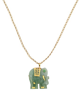 Lot 2355 - A Jade Pendant on Chain the jade carved to...
