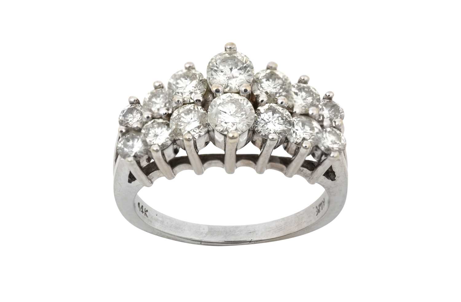 Lot 2384 - A Diamond Ring two rows of graduated round