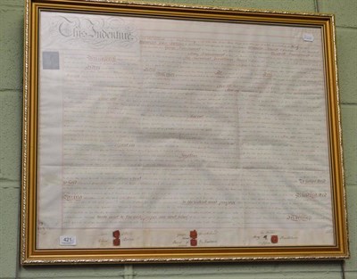 Lot 421 - Three framed indentures