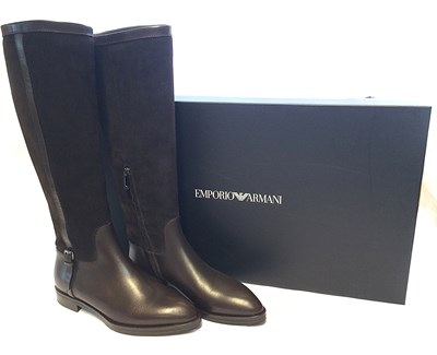 Lot 1070 - Pair of Emporio Armani Chocolate Brown Suede...