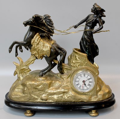 Lot 108 - A French Parcel Gilt Bronze Figural Clock Case,...
