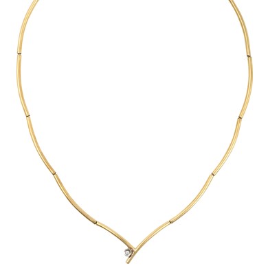 Lot 2283 - A 9 Carat Gold Diamond Necklace the yellow...