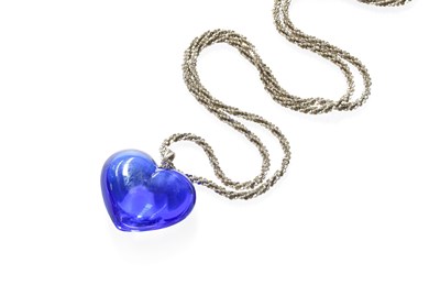 Lot 242 - A Baccarat Pendant on Chain, the blue heart...