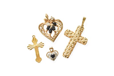 Lot 236 - Two 9 Carat Gold Cross Pendants, length 2.8cm...