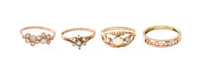 Lot 263 - A 9 Carat Gold Opal and Diamond Three Stone...