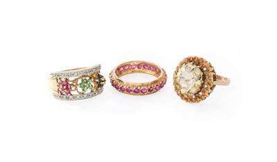 Lot 249 - A Quartz Solitaire Ring, finger size L1/2; A 9...