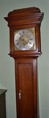 Lot 431 - An oak thirty hour longcase clock, brass and silvered dial inscribed 'JNo Clayton, Prescott'