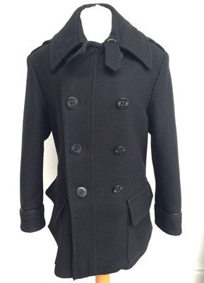 Lot 1032 - Tom Ford Black Wool Pea Coat with collar, long...