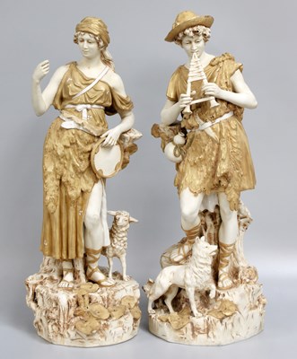 Lot 183 - A Pair of Royal Dux Figures of a Shepherd and...