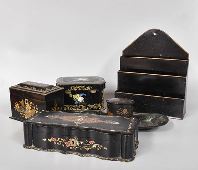 Lot 131 - A Collection of Victorian Papier Mache Items,...