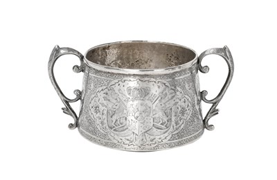 Lot 2129 - A Middle-Eastern Silver Two-Handled Bowl