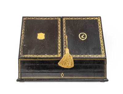 Lot 131 - A Regency Lacquered Desk Top Stationery...