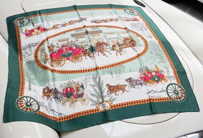 Lot 1050 - Hermes Silk Scarf, L'Hiver en Poste Designed...