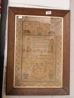 Lot 1334 - Decorative Sampler Worked by Jane Gander Age 8...