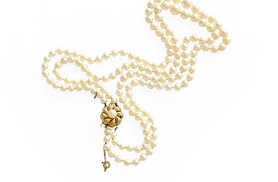 Lot 388 - A Two Row Cultured Pearl Necklace, the two...