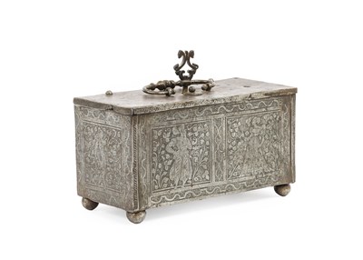 Lot 251 - A South German Etched Steel Casket, probably...