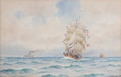 Lot 162 - William Stephen Tomkin (1860-1940) Masted ship...