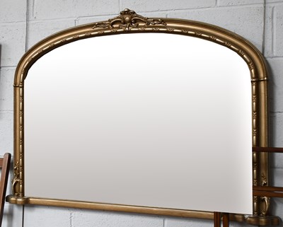 Lot 1346 - A Victorian Style Gilt Overmantel Mirror, with...