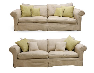 Lot 628 - A Pair of Duresta Three-Seater Feather-Filled...