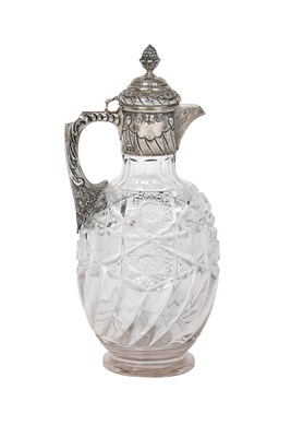 Lot 2160 - A Victorian Silver-Mounted Cut-Glass Claret-Jug