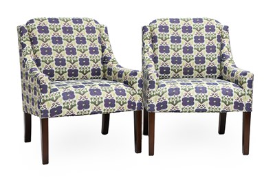 Lot 630 - A Pair of Modern Bespoke Armchairs, covered in...