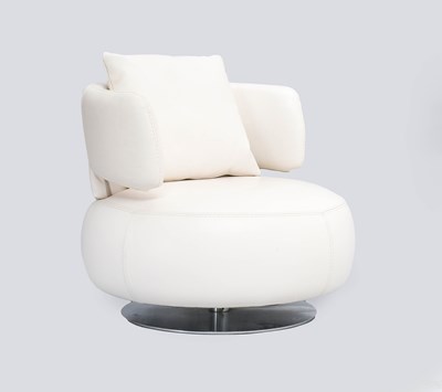 Lot 649 - A Roche Bobois White Leather Curl Pivoting...