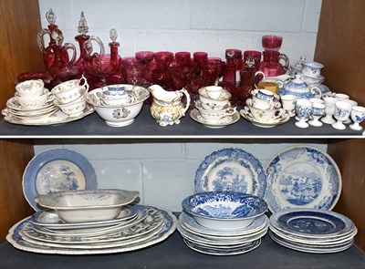 Lot 75 - A Collection of Assorted Cranberry Glass items,...
