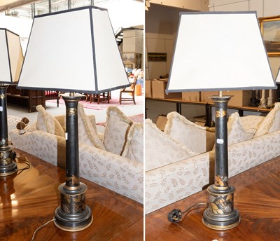 Lot 1397 - A Pair of Modern Toleware Style Table Lamps,...