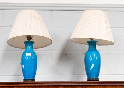 Lot 176 - A Pair of Chinese Turquoise Glazed Porcelain...