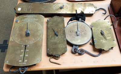 Lot 141 - Five Various Brass Salter's Circular Spring...