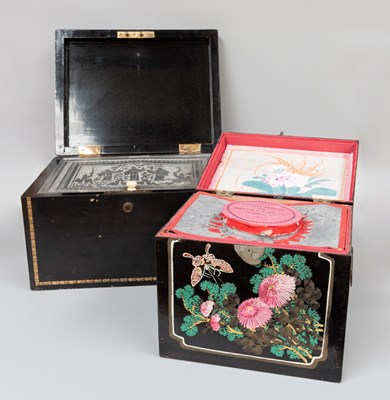 Lot 139 - A Victorian Lacquered Tea Chest, with gilt...