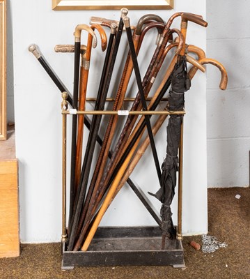 Lot 175 - A Victorian Brass Six Division Stick Stand, on...