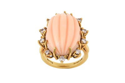Lot 2289 - An 18 Carat Gold Coral and Diamond Cluster...